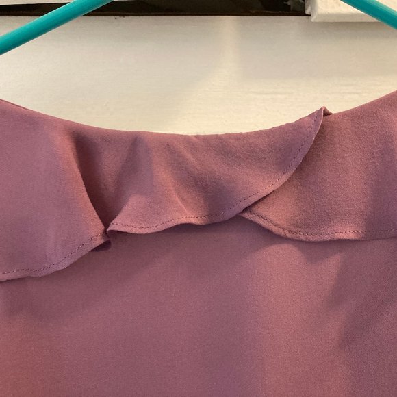 100% Silk Ruffle Blouse Tank Top – Banana Republic Mauve XS - Picture 7 of 9